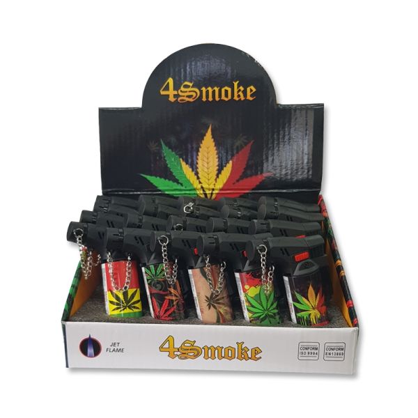 4SMOKE - Jet Lighter, Rasta Leaf