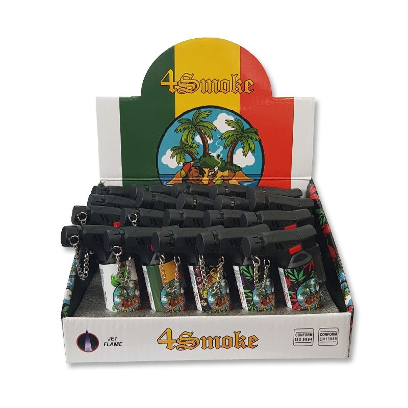 4SMOKE - Jet Lighter, Rasta Leaf