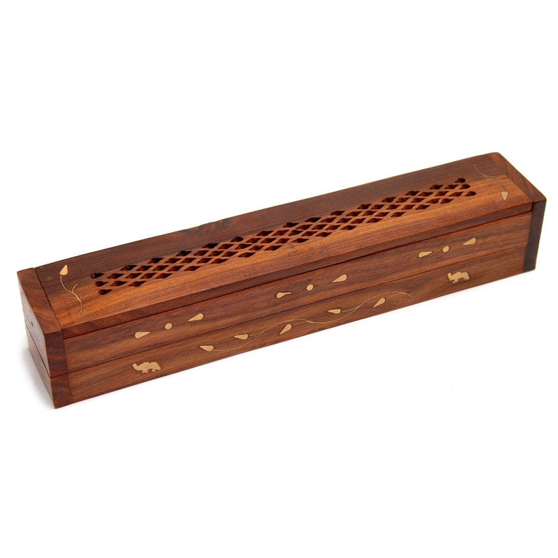 Holistic - Incense Holder, Carved Wooden Box with Double Compartment