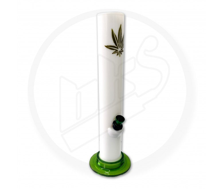 Acrylic Waterpipe - 22cm, Straight, Milk Leaf (Plastic Base)