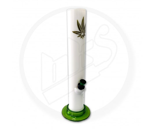 Acrylic Waterpipe - 22cm, Straight, Milk Leaf (Plastic Base)