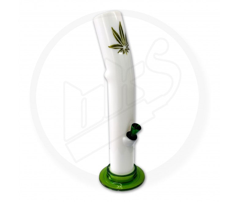 Acrylic Waterpipe - 22cm, Leaner, Milk Leaf