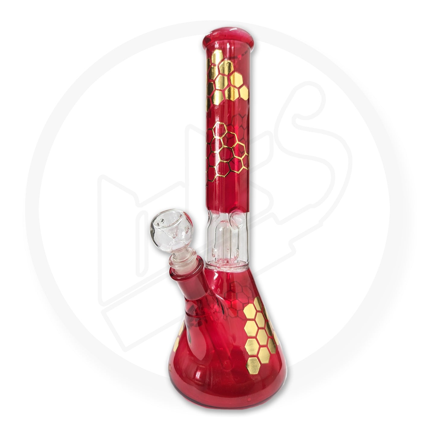 Glass Waterpipe - 30cm, Beaker w/ Percolotor, Hexes