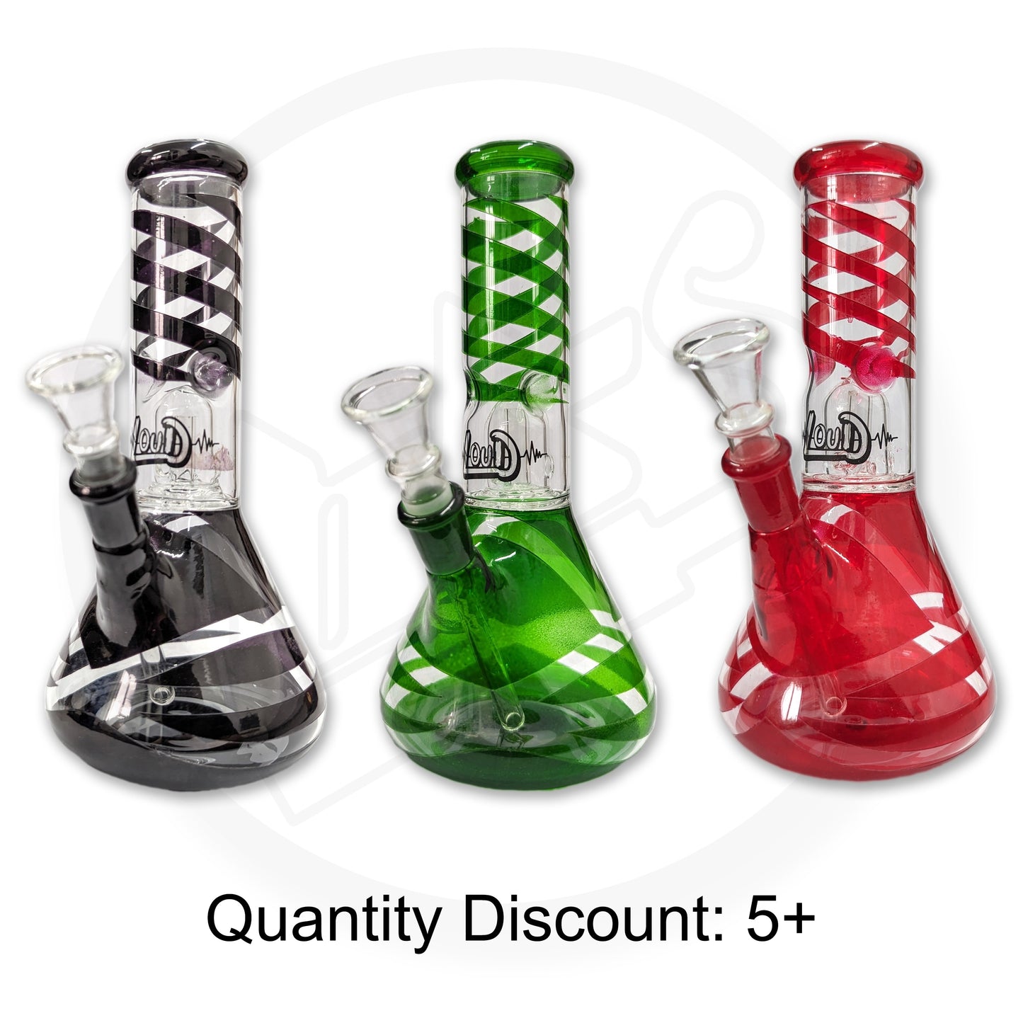 LOUD - Glass Waterpipe, 20cm, Beaker/w Ice Pinch, Swirl