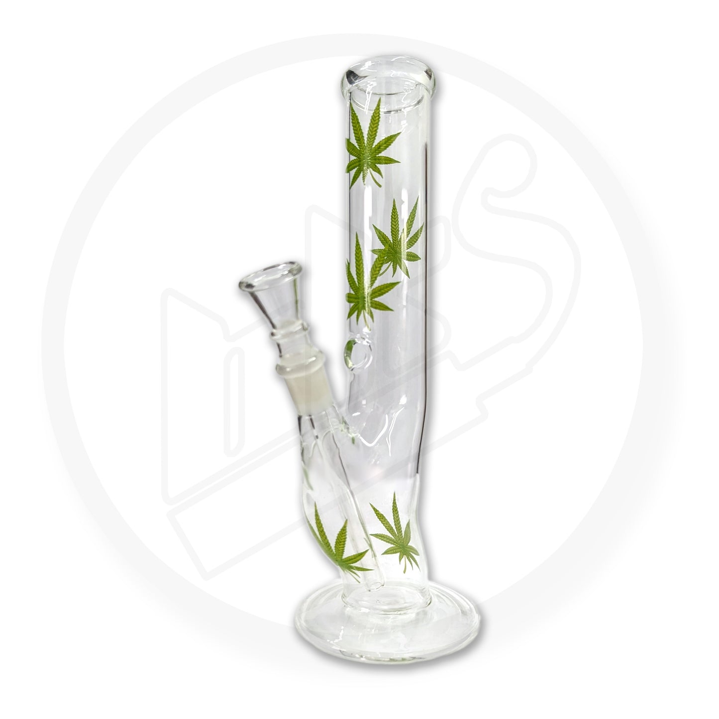 Glass Waterpipe - 25cm, S Bend, Leaves