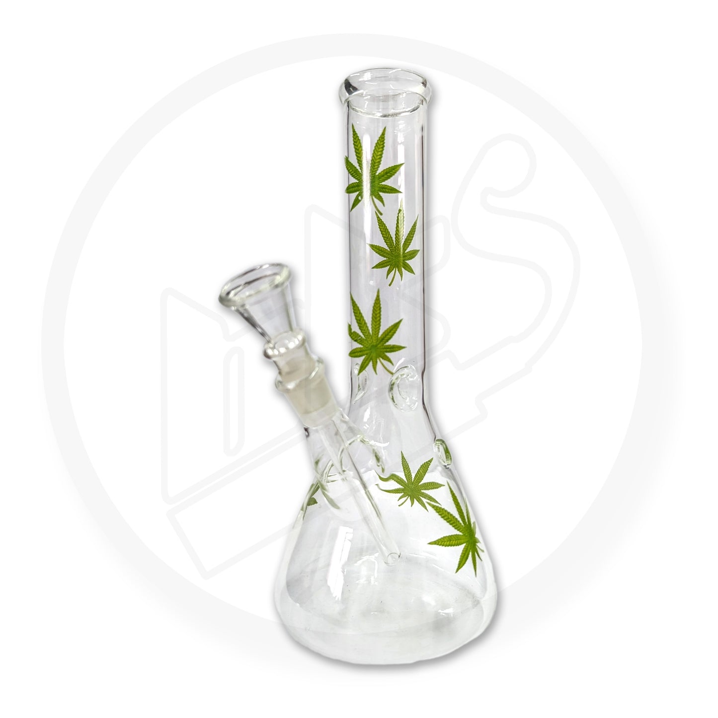 Glass Waterpipe - 25cm, Beaker, Leaves