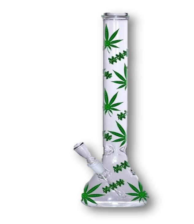 LOUD - Glass Waterpipe, 45cm, Beaker, Leaf Design