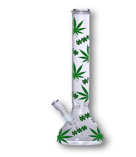 LOUD - Glass Waterpipe, 45cm, Beaker, Leaf Design