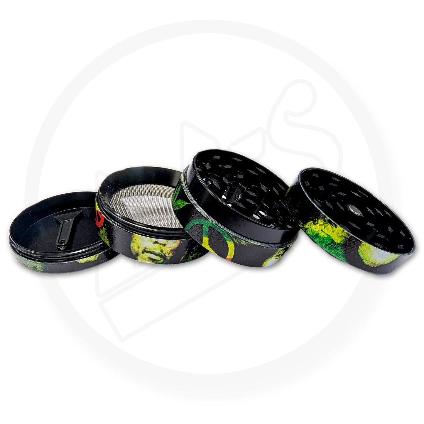 Grinder - 50mm, 4pc Metal, Marley Rasta