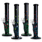 Glass Waterpipe - 30cm, Straight, Black with Coloured Bubbles