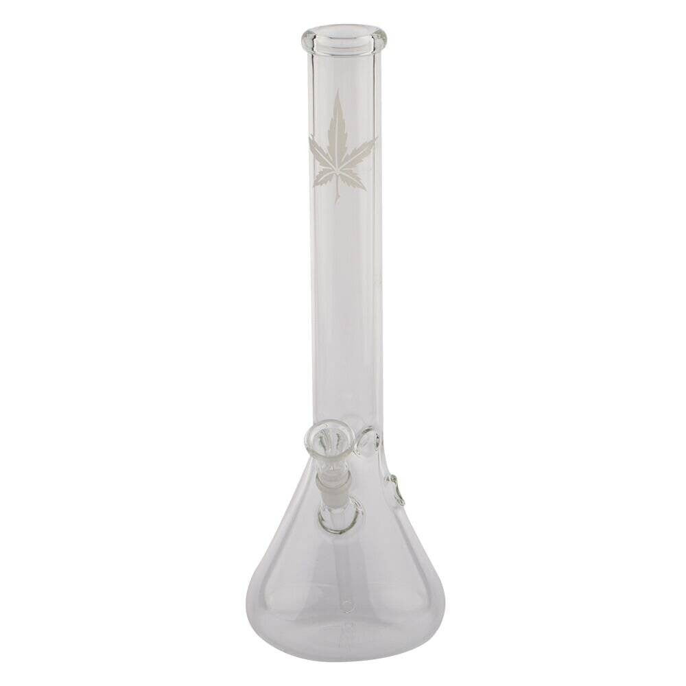 Glass Waterpipe - 35cm, Beaker & Ice Pinch, Leaf