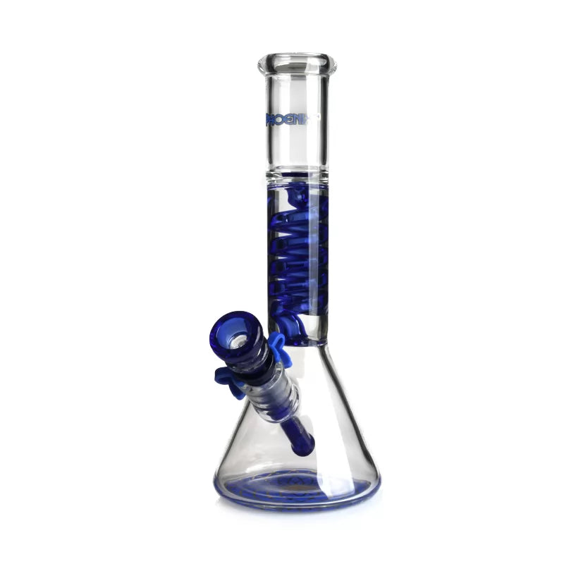 Phoenix Star - Glass Waterpipe, 25cm Inline Matrix Percolator with Freezable Coil