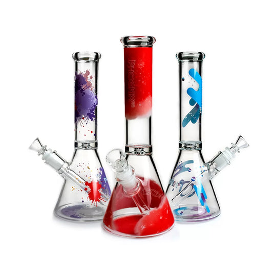 Phoenix Star - Glass Waterpipe, 25cm Beaker, Spray Paint Design Ice Catcher