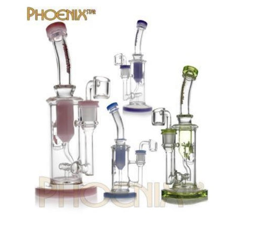 Phoenix Star - Glass Waterpipe, 22cm Oil Recycler, Inline Diffuser Percolator