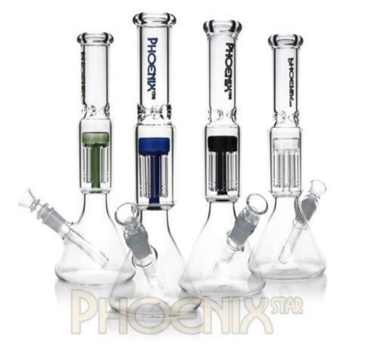 Phoenix Star - Glass Waterpipe, 30cm Beaker, 6 Armed Percolator