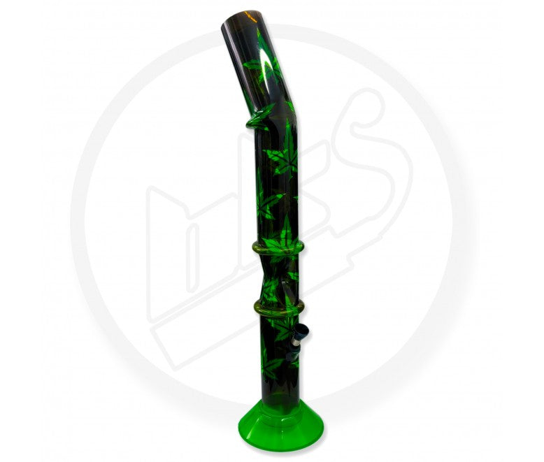 Acrylic Waterpipe - 50cm, Leaner with Ice Twist, Leaves