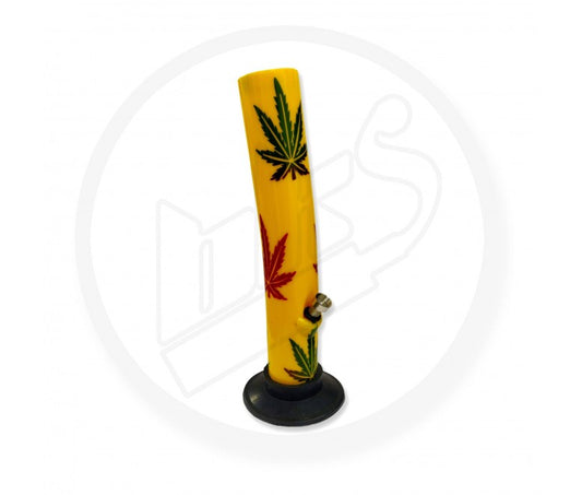 Acrylic Waterpipe - 30cm, Leaner, Coloured Leaves