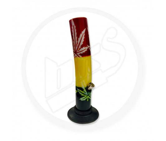 Acrylic Waterpipe - 30cm, Leaner, Rasta Leaf