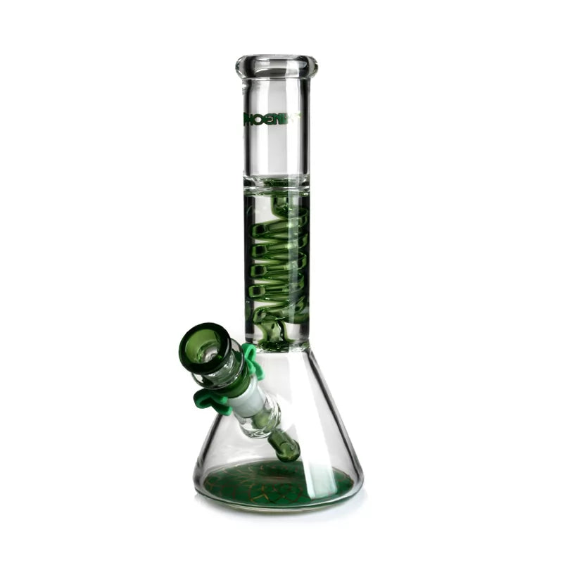 Phoenix Star - Glass Waterpipe, 25cm Inline Matrix Percolator with Freezable Coil