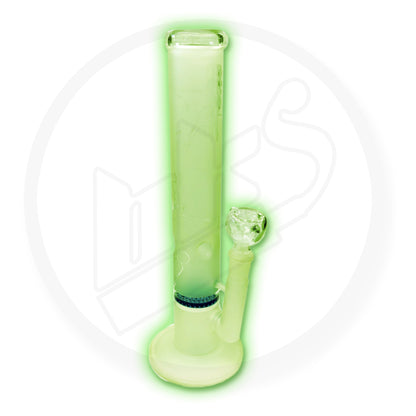 Glass Waterpipe - 35cm, Straight, Glow in the Dark 'Sex'