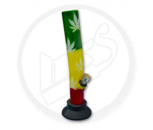 Acrylic Waterpipe - 20cm, Leaner, Mini Rasta Leaves