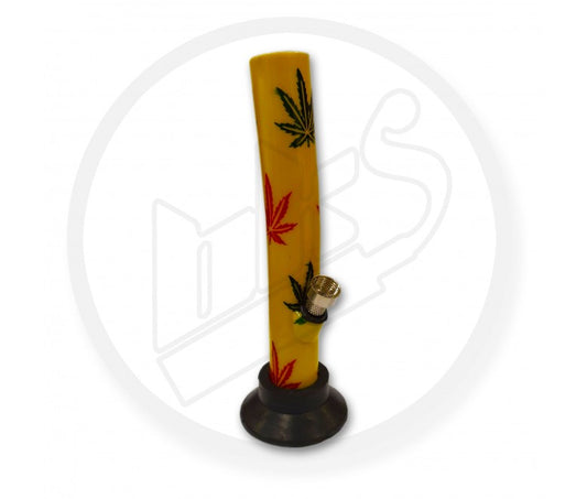 Acrylic Waterpipe - 20cm, Leaner, Mini Coloured Leaves